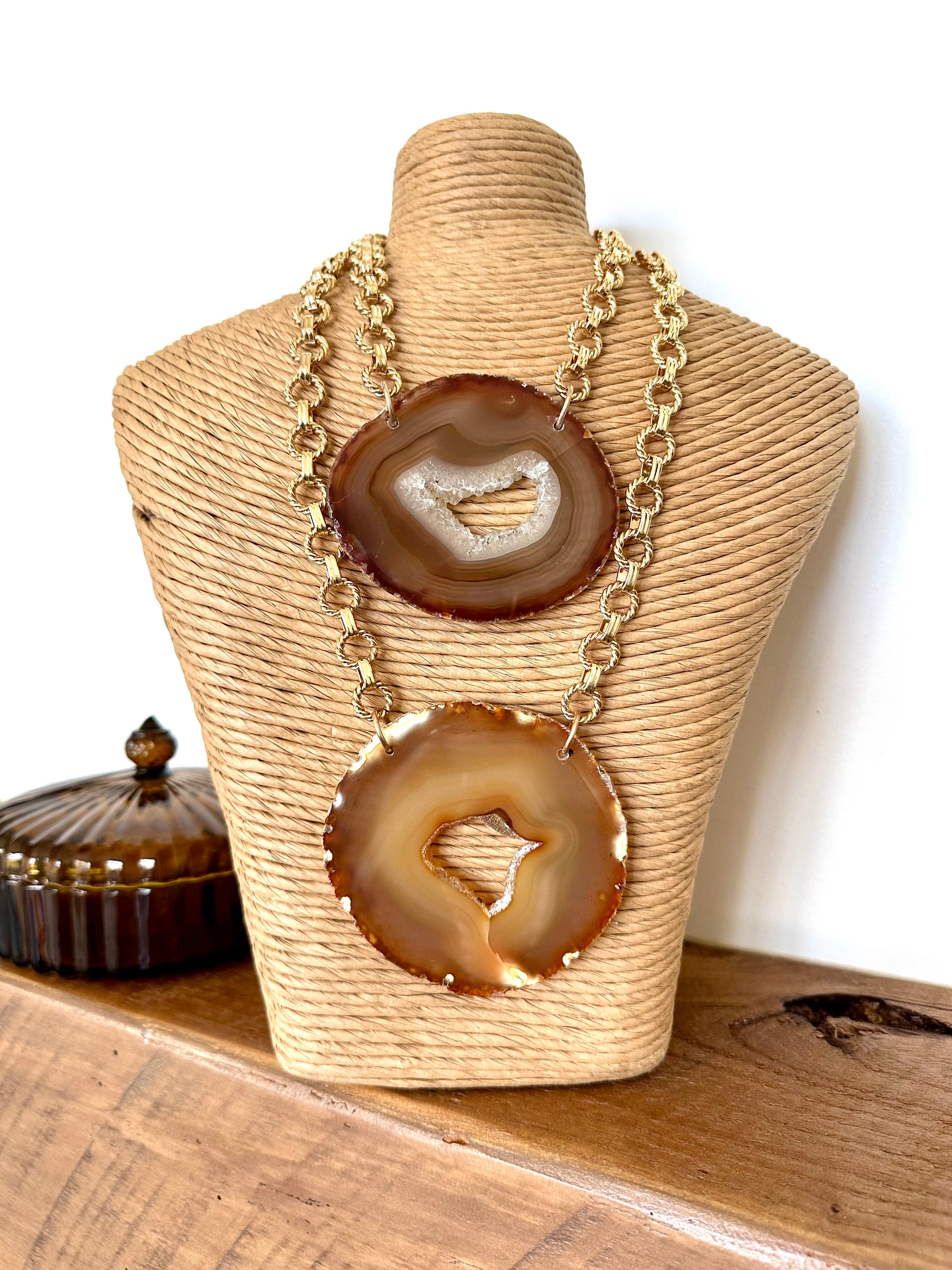 GP Large Agate Slice Chain Necklace
