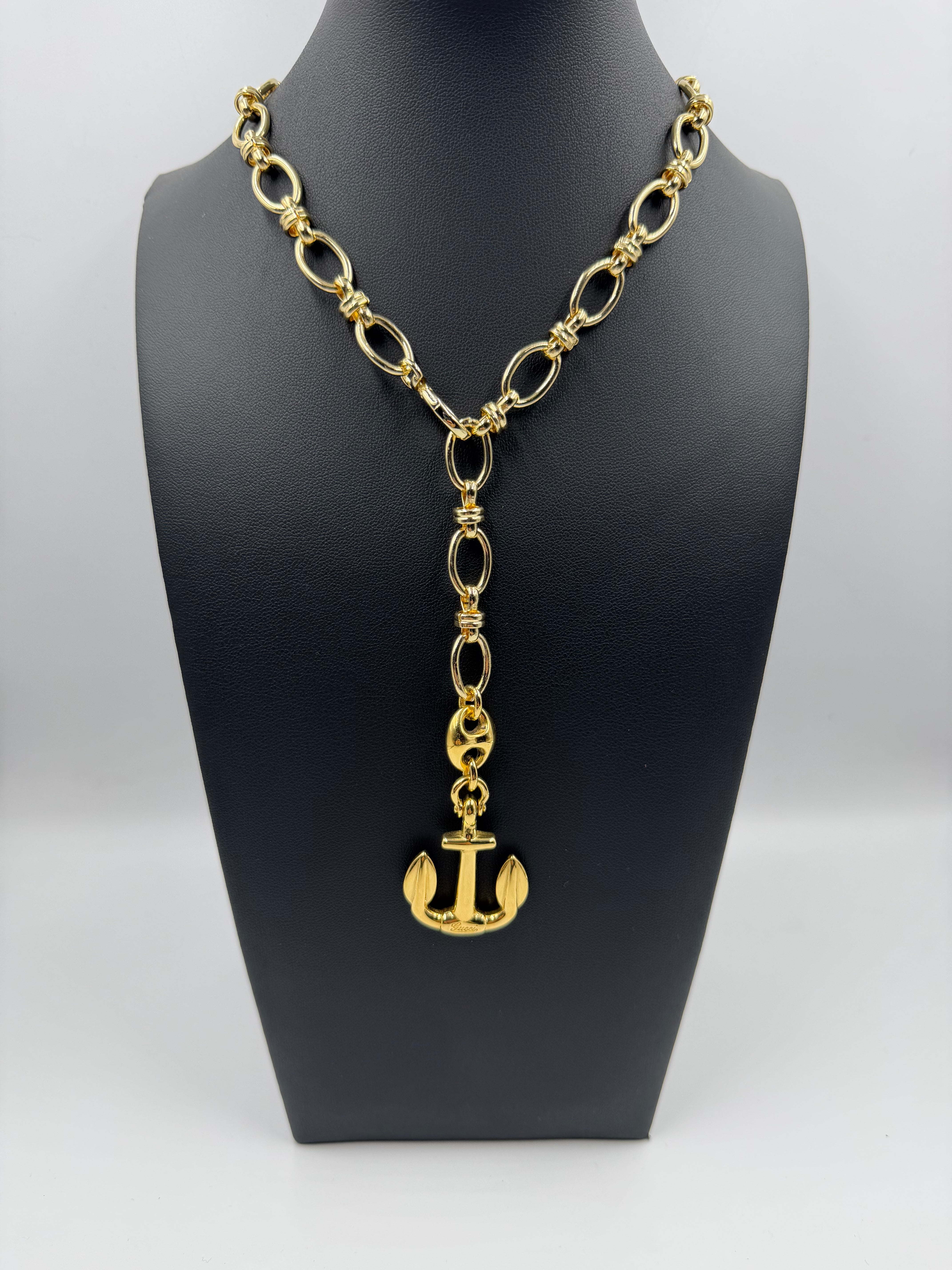 GP Repurposed Anchor Gucci Charm Necklace