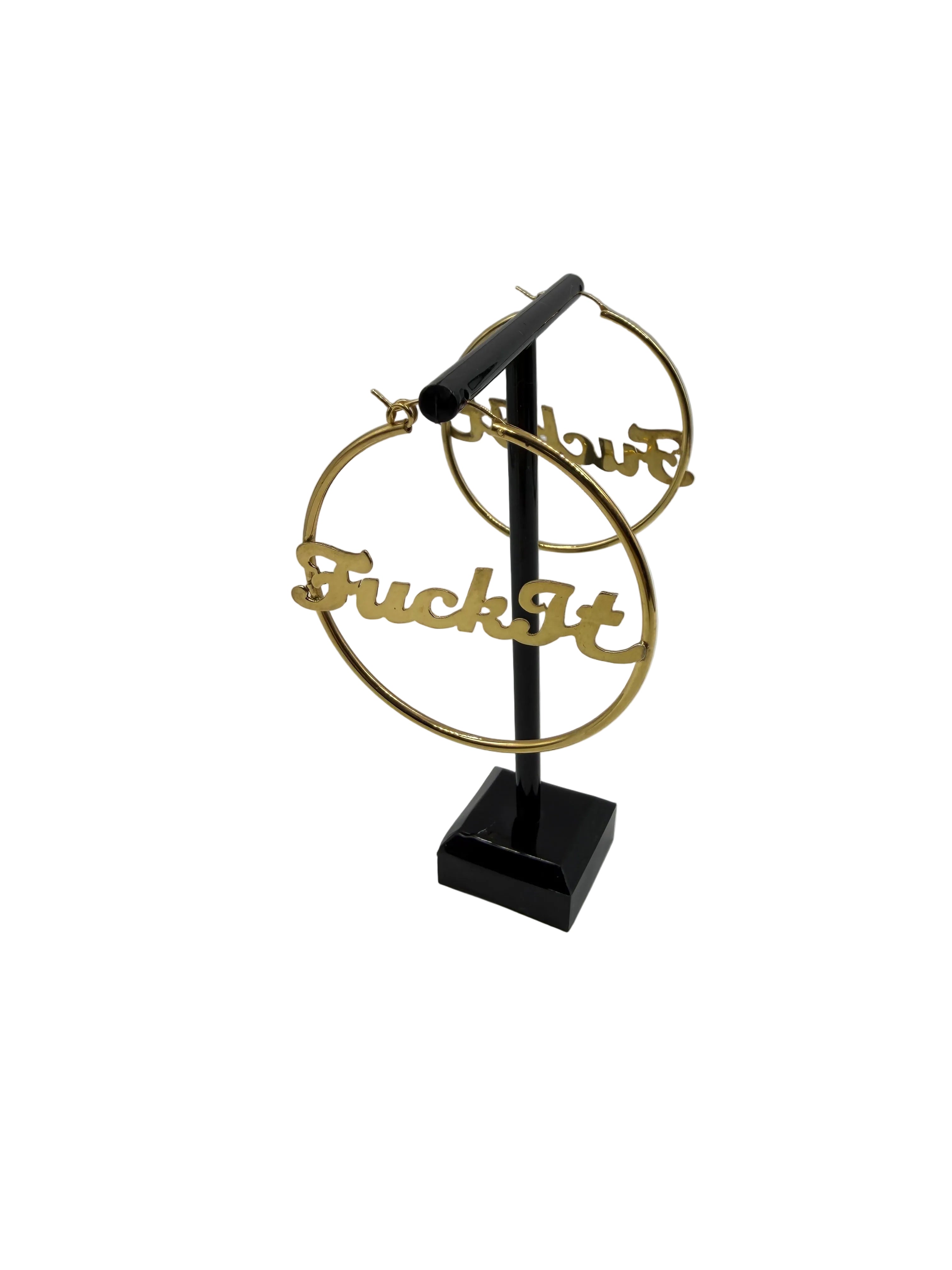 GP Brass Fuck It Hoop Earrings