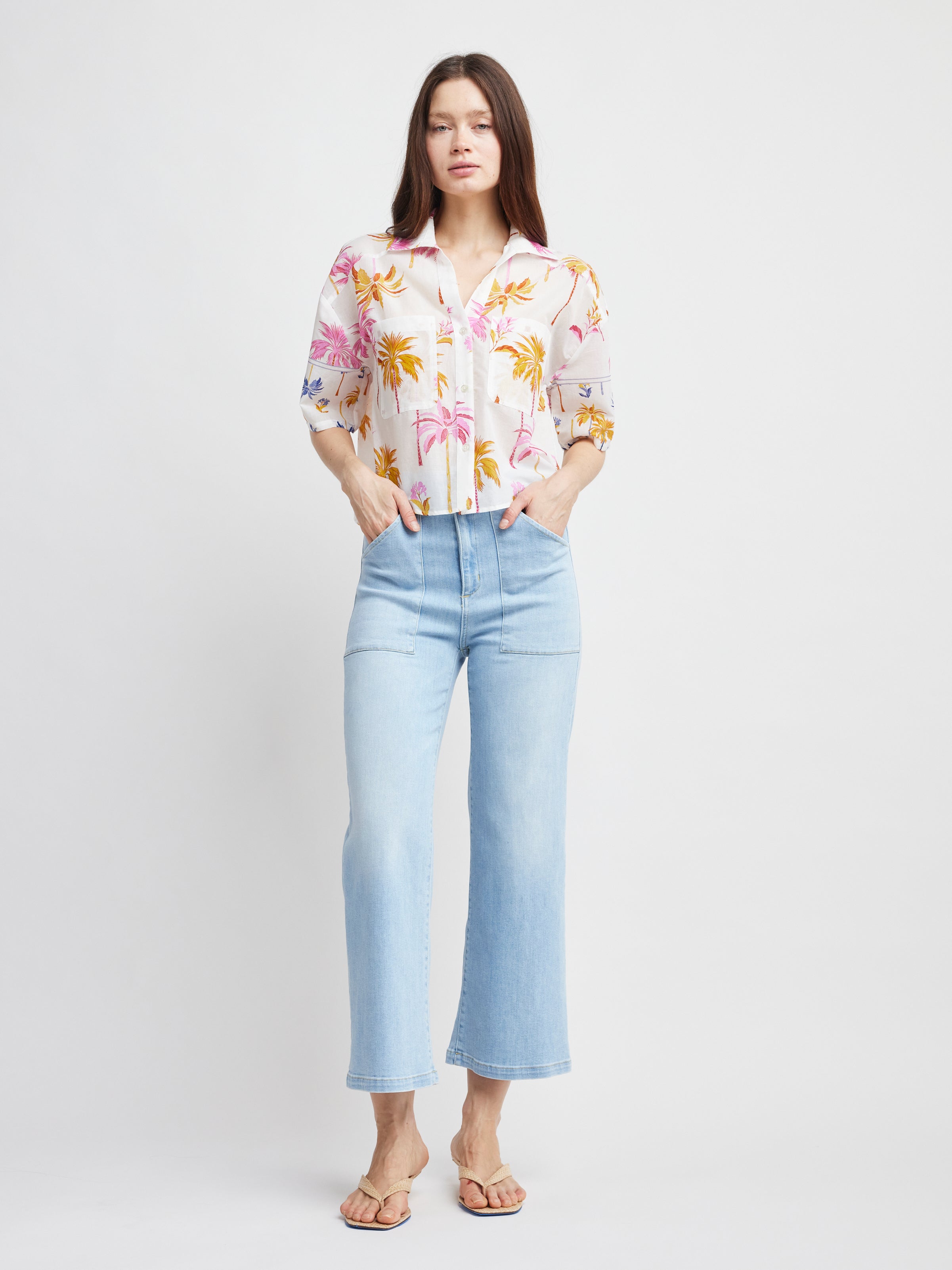 Palm Tree Terry Crop Shirt