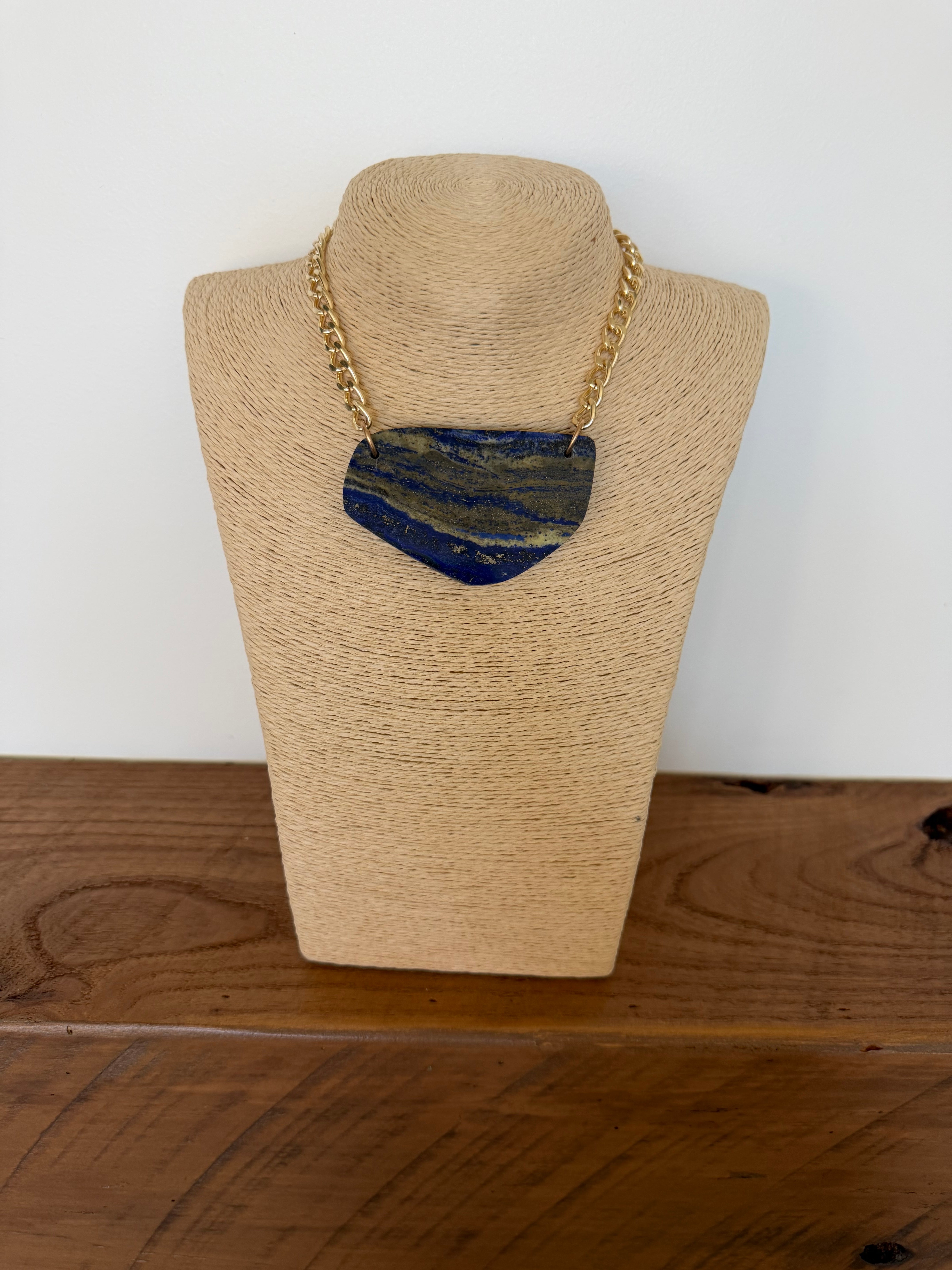 GP Large Lapis Slice Chain Necklace